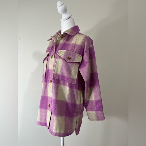 🚨HOST PICK🚨NWT Banana Republic Factory Purple Plaid Shacket - Picture 6 of 8